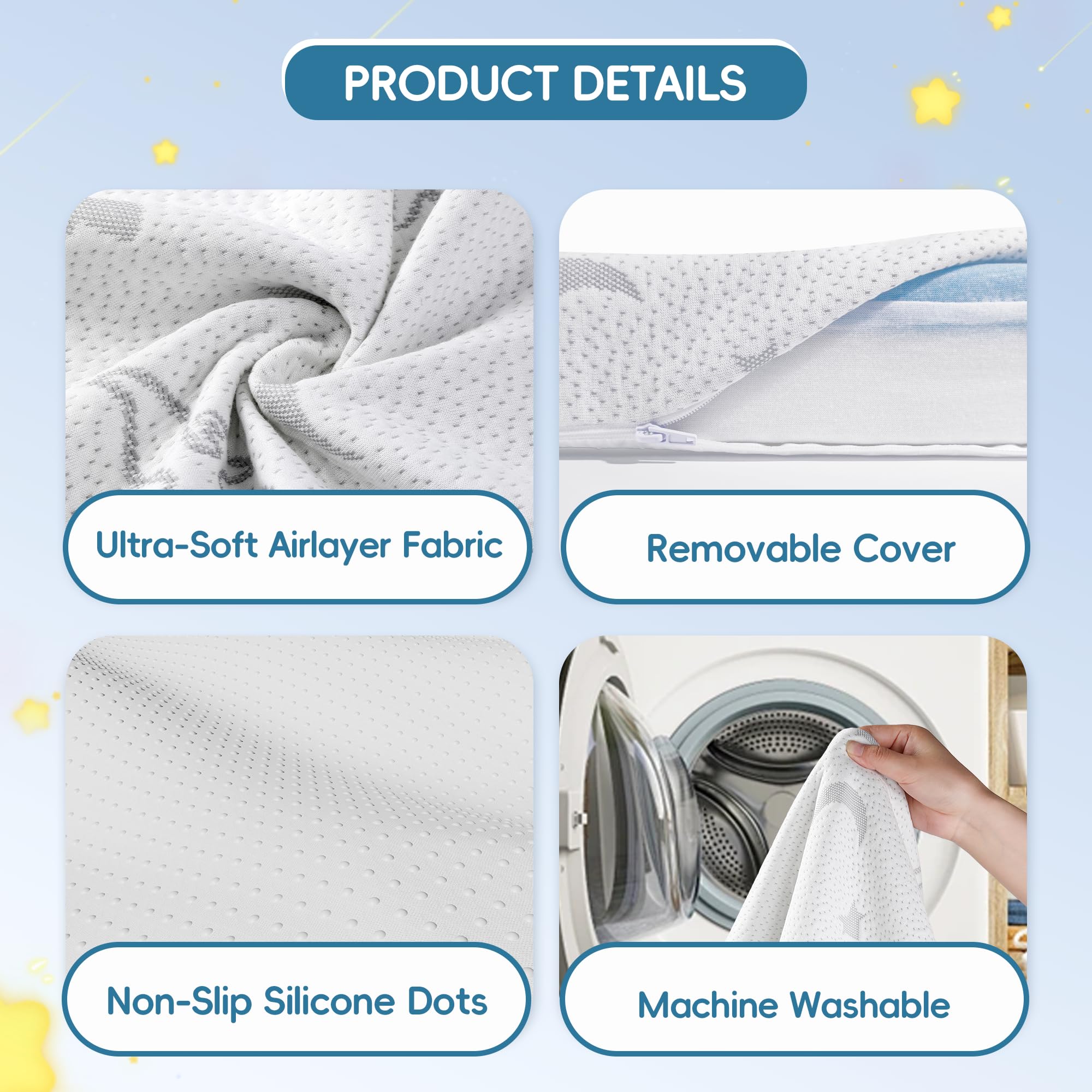 SJEUQOP Pack and Play Mattress 38"x26", Double-Layer Pack n Play Mattresses Crib Mattress with Breathable Soft Removable Washable Cover for Baby Toddler