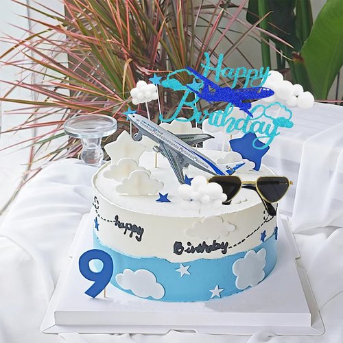 Knana 24Pcs Airplane Cake Topper Airplane Figurine Cake Decorations for Airplane Theme Happy Birthday Party Supplies