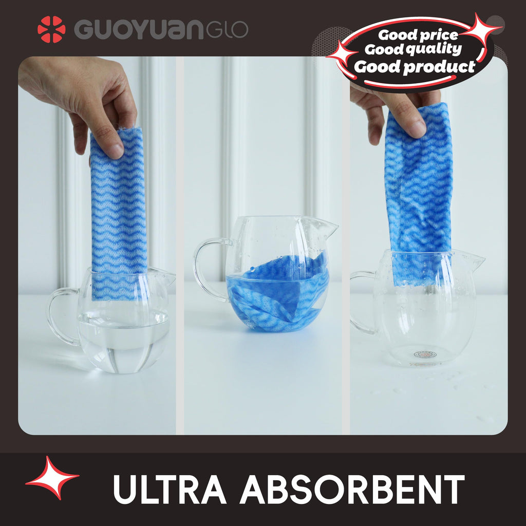 GUOYUANGLO Disposable Cleaning Cloths Roll Disposable Dish Cloth Multi-Purpose Heavy Duty Paper Towels-200 Sheets,Blue