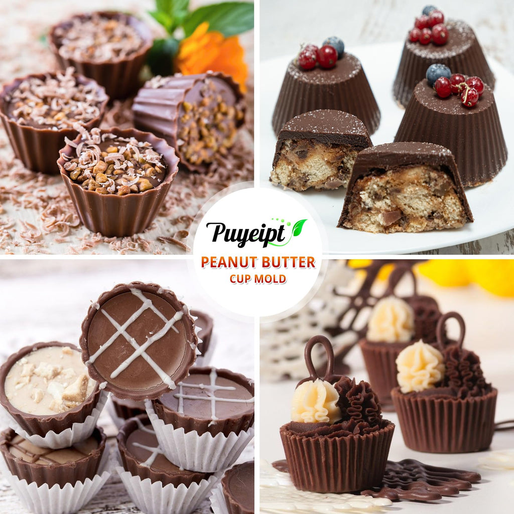 Puyeipt 30 Cups Mini Peanut Butter Cup Mold, Bite Size Silicone Candy Mold for Chocolates, Keto Fat Bomb, Small Truffles