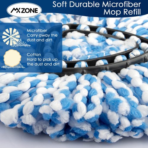 Spin Mop Head Replacement Base Handle Compatible with O Cedar Rinse Clean 2-Tank System, 4 Replace Heads, 1 Mop Handle, 1 Base and 1 Scrub Brush Combo Set