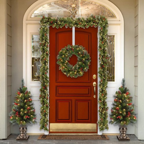 HEYHOUSE Wreath Hanger - Adjustable 14.9-25 Inch Metal Hook for Front Door | Supports 20 lbs Christmas Wreaths