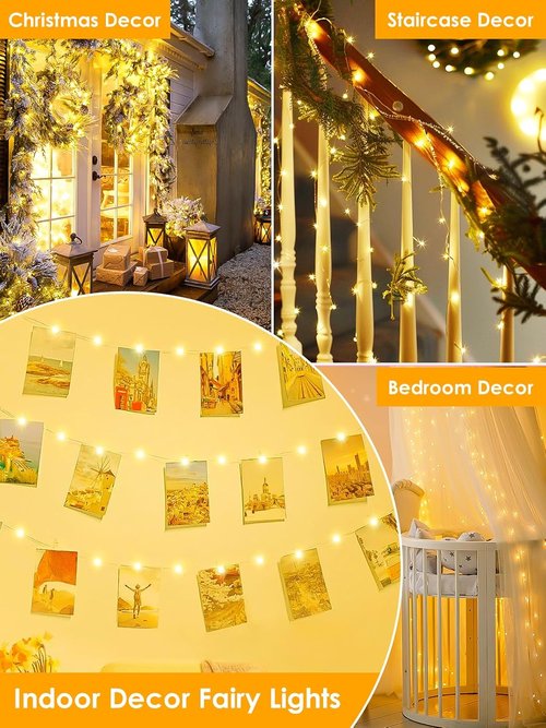 66Ft LED Fairy Lights by [Brand Name] - Waterproof Indoor/Outdoor String Lights with 8 Modes & Timer | Warm White for Christmas & Party Decor
