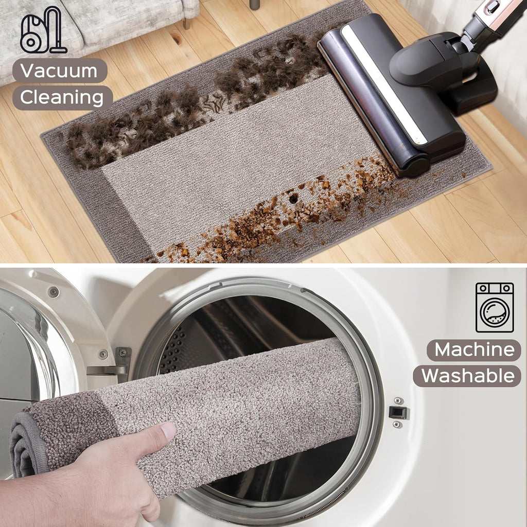 DOMUSTEX Machine Washable Kitchen Rug 24" x 96", Non Slip Kitchen Mat for Floor, Absorbent Entrance Runner Rug for Bedroom, Hallway, Bathroom, Door (Roll Packing)
