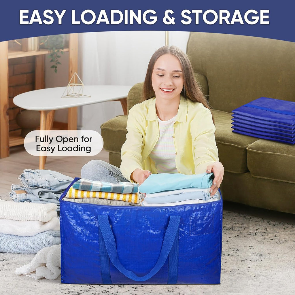 TICONN Extra Large Moving Bags - Heavy-Duty Storage Totes with Zippers & Handles | 18 Gallon, 2 Pack