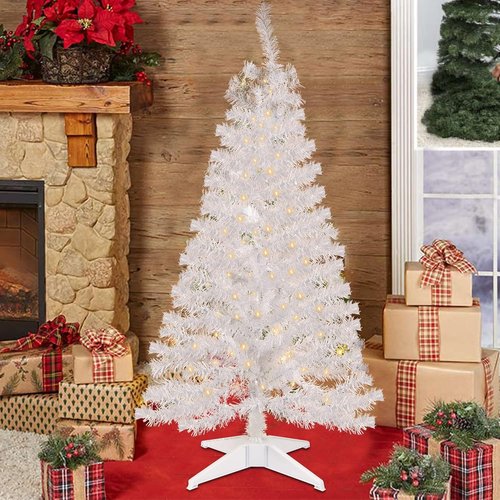 Juegoal 4 FT Pre-Lit Artificial Christmas Tree - 70 Warm White Battery Lights | 8 Modes & Timer for Festive Decor