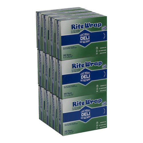 Georgia-Pacific Dixie Rite-Wrap Light-Weight Interfolded Dry Wax Deli Paper by GP PRO (Georgia-Pacific), RW86W, White, 10.75" W x 7.5" L, 6,000 Count (Case of 12 Boxes, 500 Sheets Per Box)