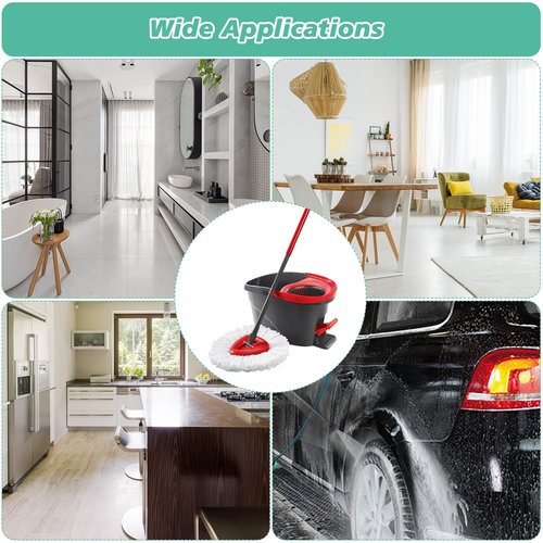 10 PCS Spin Mop Replacement Head,100% Microfiber Mop Heads Replacements Compatible with Cedar Easywring 1-Tank System, 360 Degree Round Spin Mop Replacement Head for Easy House Cleaning Floor Mopping