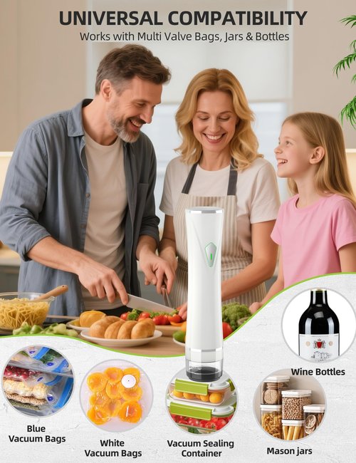 Vacuum Sealer Set (Vacuum Machine + 30 Reusable Vacuum Bags) Handheld Vacuum Sealer for Food, Portable Compact Food Sealer with Auto-Stop & Detachable Filter, 5X Freshness Lock