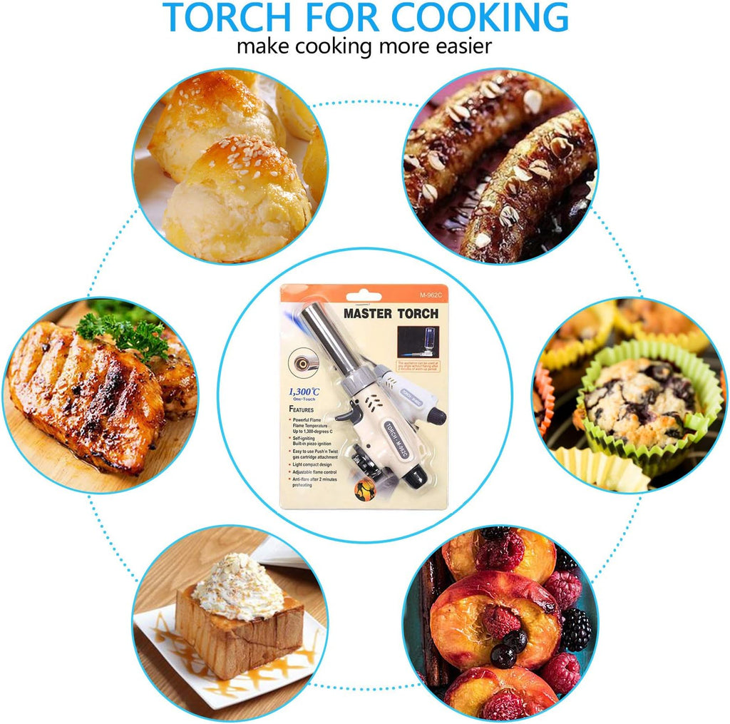 TENGYES Culinary Butane Blow Torch - Adjustable Flame for Crème Brûlée, BBQ & Baking | Professional Chef Tool