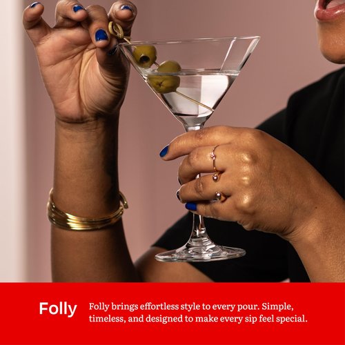 Eater x Zwiesel Fortessa Folly Crystal Glass, 6 Ounce Martini (Set of 6), Clear