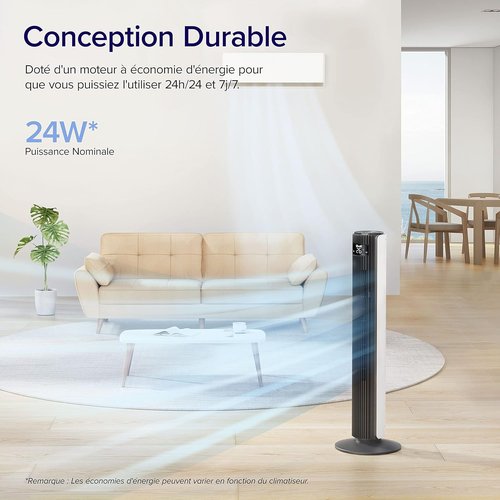 Levoit Tower Fan - Ultra Quiet 25 dB | 12 Speed Settings with Remote Control - 106 cm Tall