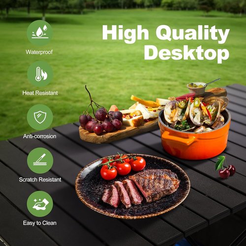 LET'S CAMP Folding Camping Table - Portable Aluminum Roll-Up Design with Adjustable Height & Large Storage Bag | Ideal for Picnics, BBQs, and Beach Outings