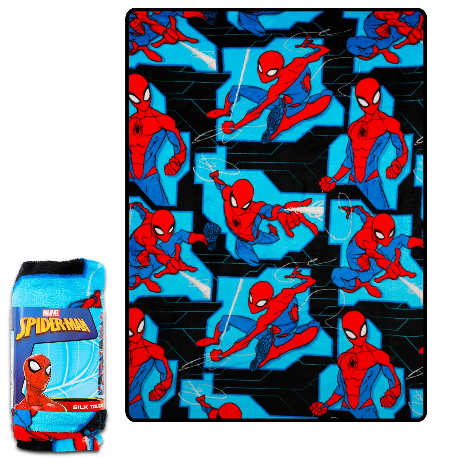 Spiderman Travel Blanket and Pillow Set - Bundle with Spiderman Blanket, Pillow, Stickers, More | Spiderman Travel Accessories for Kids