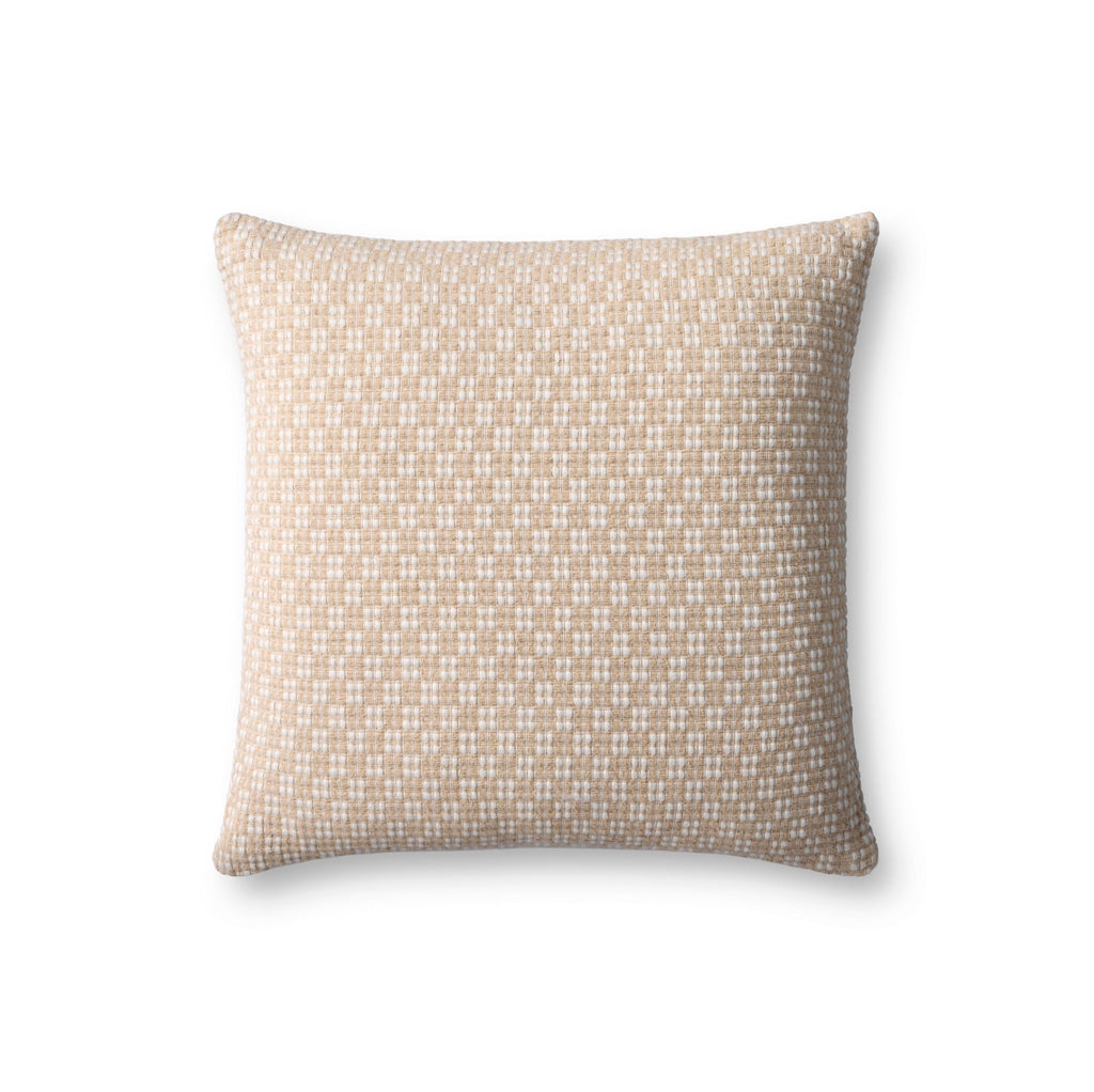 Loloi II Collection PLL0125 Ivory/Wheat 18'' x 18'' Cover w/Down Pillow