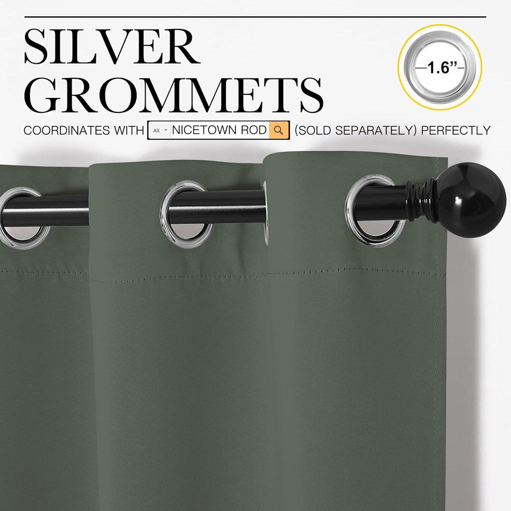 NICETOWN Blackout Curtains - Thermal Insulated Grommet Drapes for Kids Room | Dark Mallard, Set of 2 (34x54")