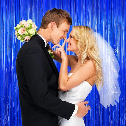 Blue Party Decorations - 2-Pack Ocean Themed Streamers & Tinsel Foil Fringe Curtains | Perfect for Birthdays & Weddings