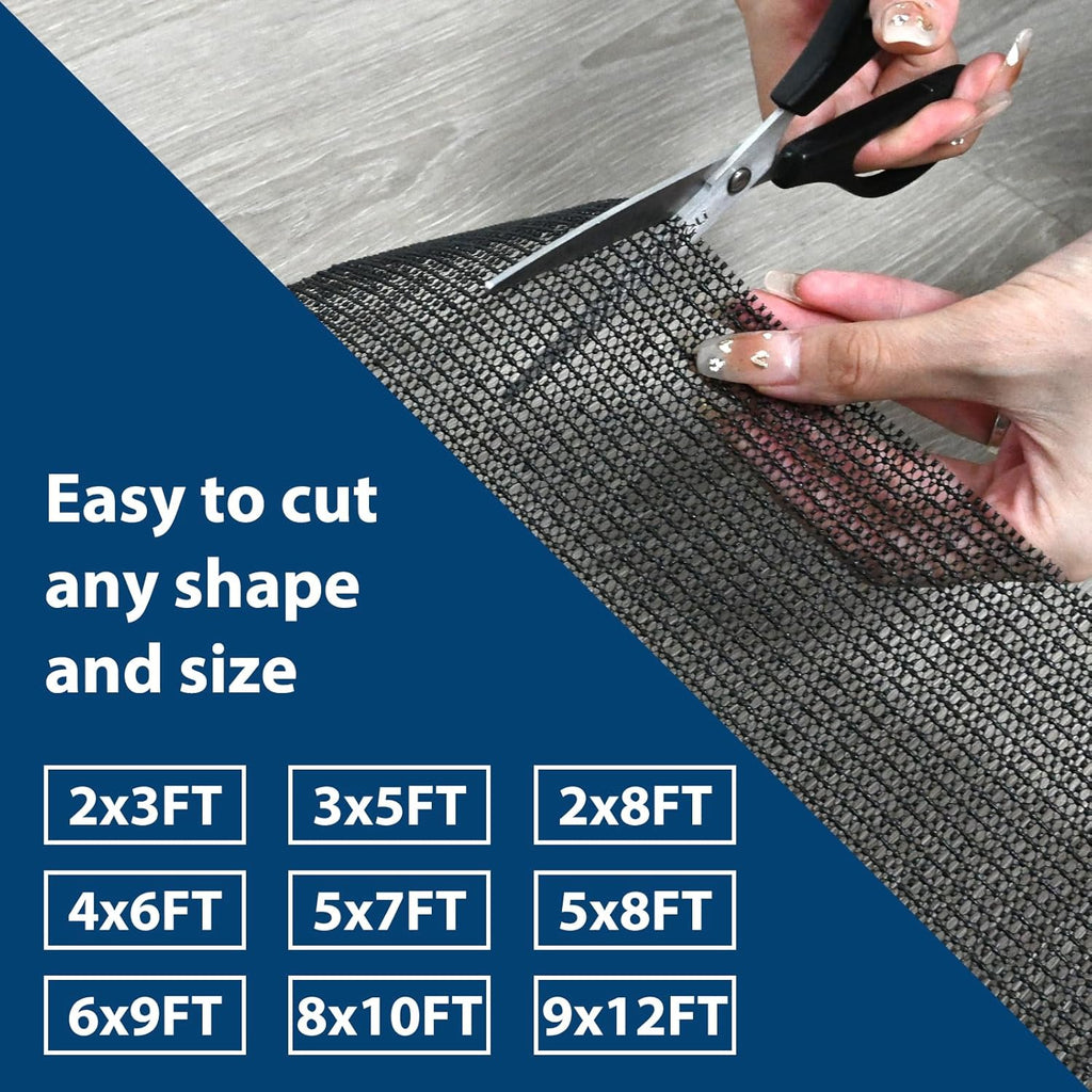 Skiennix Non-Slip Rug Pad - 9x12 Anti-Skid Gripper for Hardwood Floors - Black, Keeps Rugs Secure