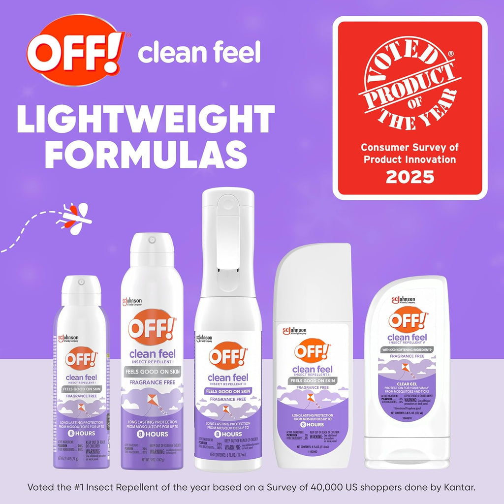 Off! Clean Feel Insect Repellent Spray - Fragrance-Free Picaridin Formula for Mosquito & Tick Protection | 6 oz