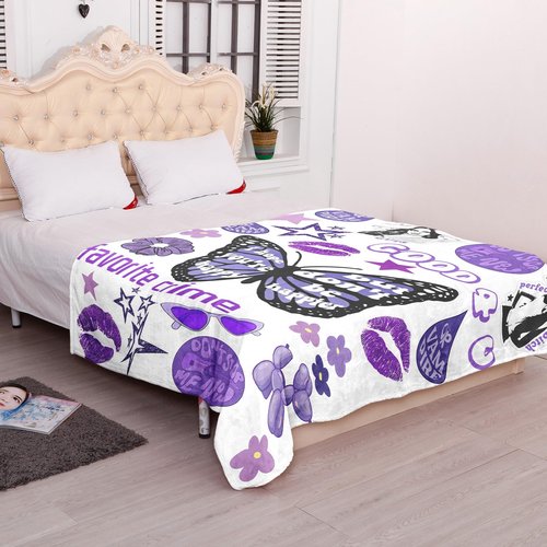 50'' x 40'' Music Olivia Singer Throw Blanket, Gifts for Boys Girls Fans Women, Soft Blankets All Seasons, Plush Cozy Lightweight Flannel Quilts for Bedroom Sofa Couch Living Room Decoration