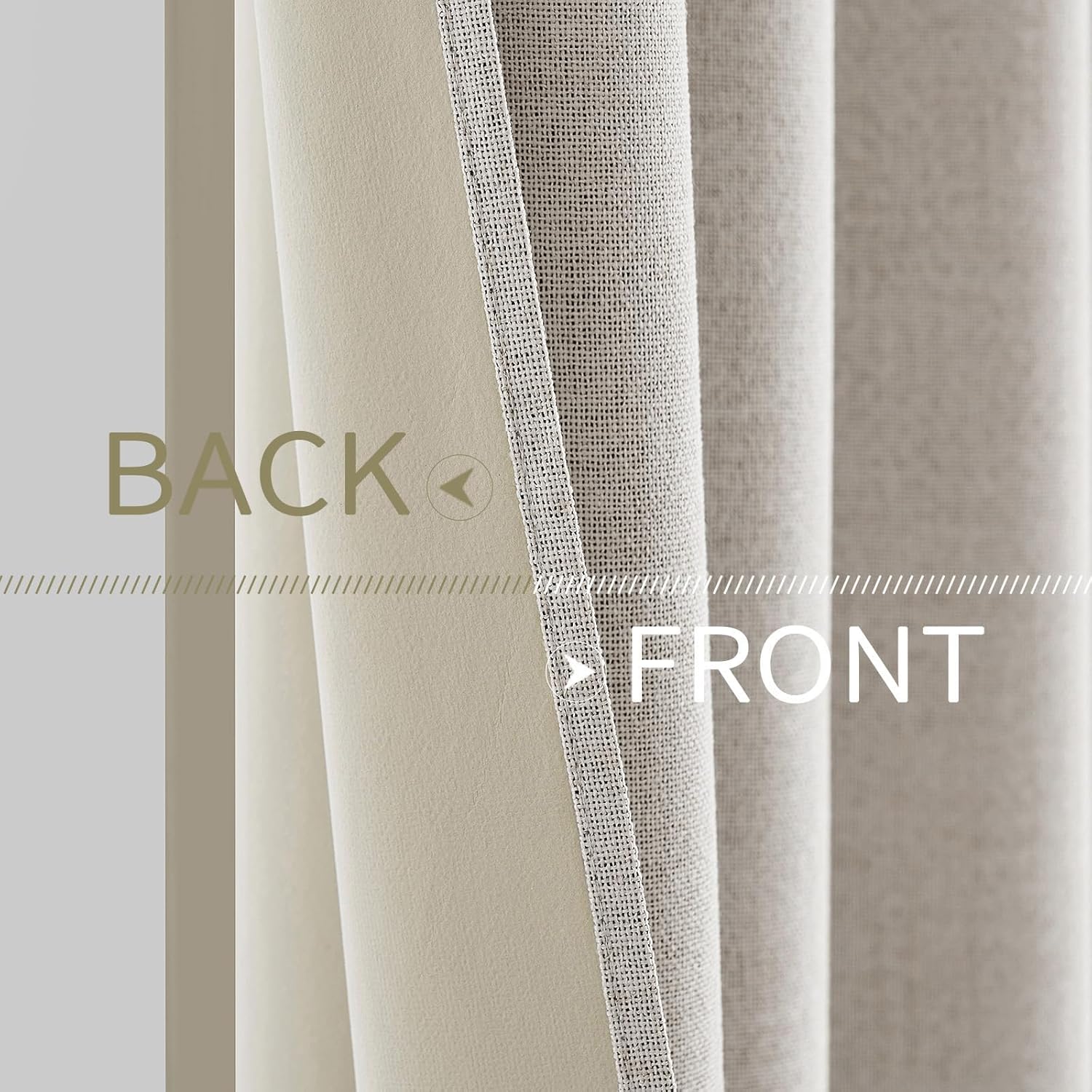 MIULEE 100% Blackout Linen Textured Curtains - Solid Thermal Insulated Cream White | 52 x 96 Inch (2 Panels) for Luxury Bedroom Decor
