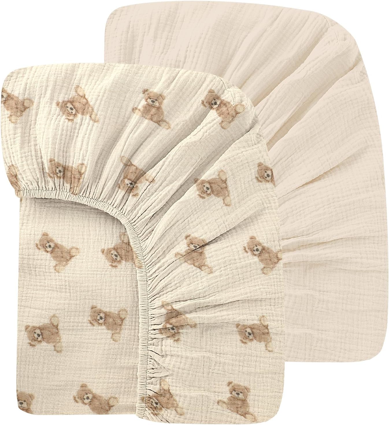 Skiennix 100% Organic Cotton Muslin Crib Sheets - Soft & Stylish 2-Pack for Standard Cribs (52x28 Inches)