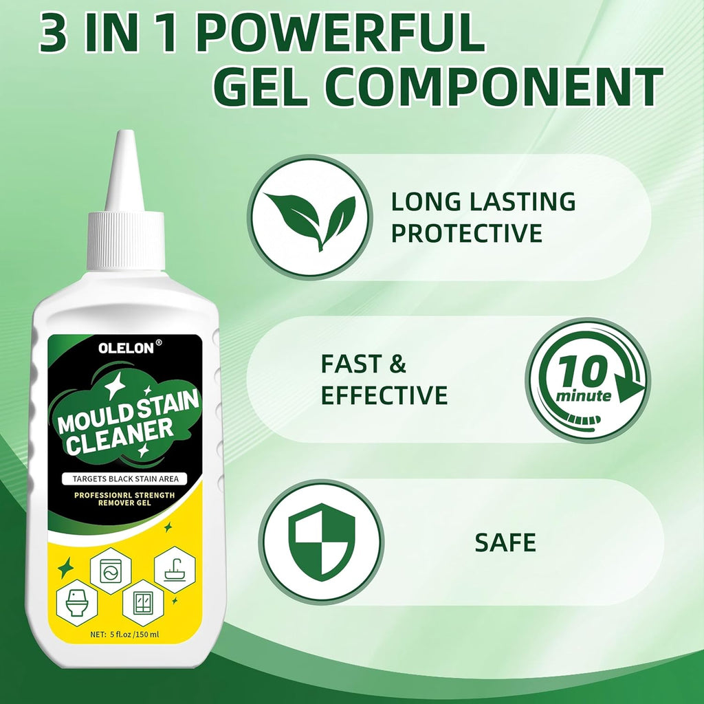 OLELON Mold Stain Remover Gel - Powerful Washer & Bathroom Cleaner for Grout, Tile & Rubber - 300ML