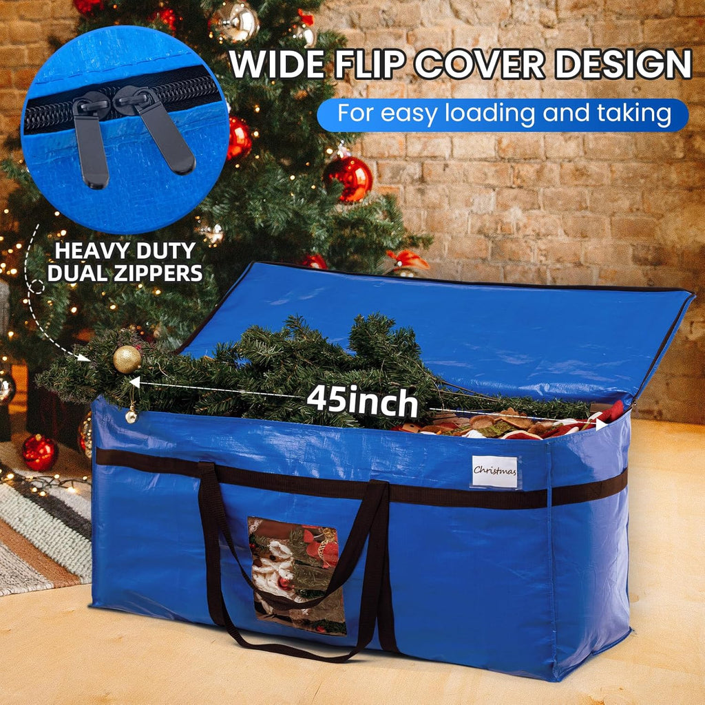 TAILI Extra Large 69 Gallon Storage Bags - Heavy Duty Blue Moving Totes with Visible Window & Wrap Around Handles (2 Pack)