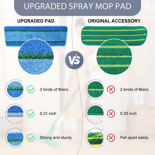 Upgraded Mop Head Replacement for Libman Freedom Spray Mop, 6 Pack Washable Mops Refill Pad + 1 Count Laundry Bag