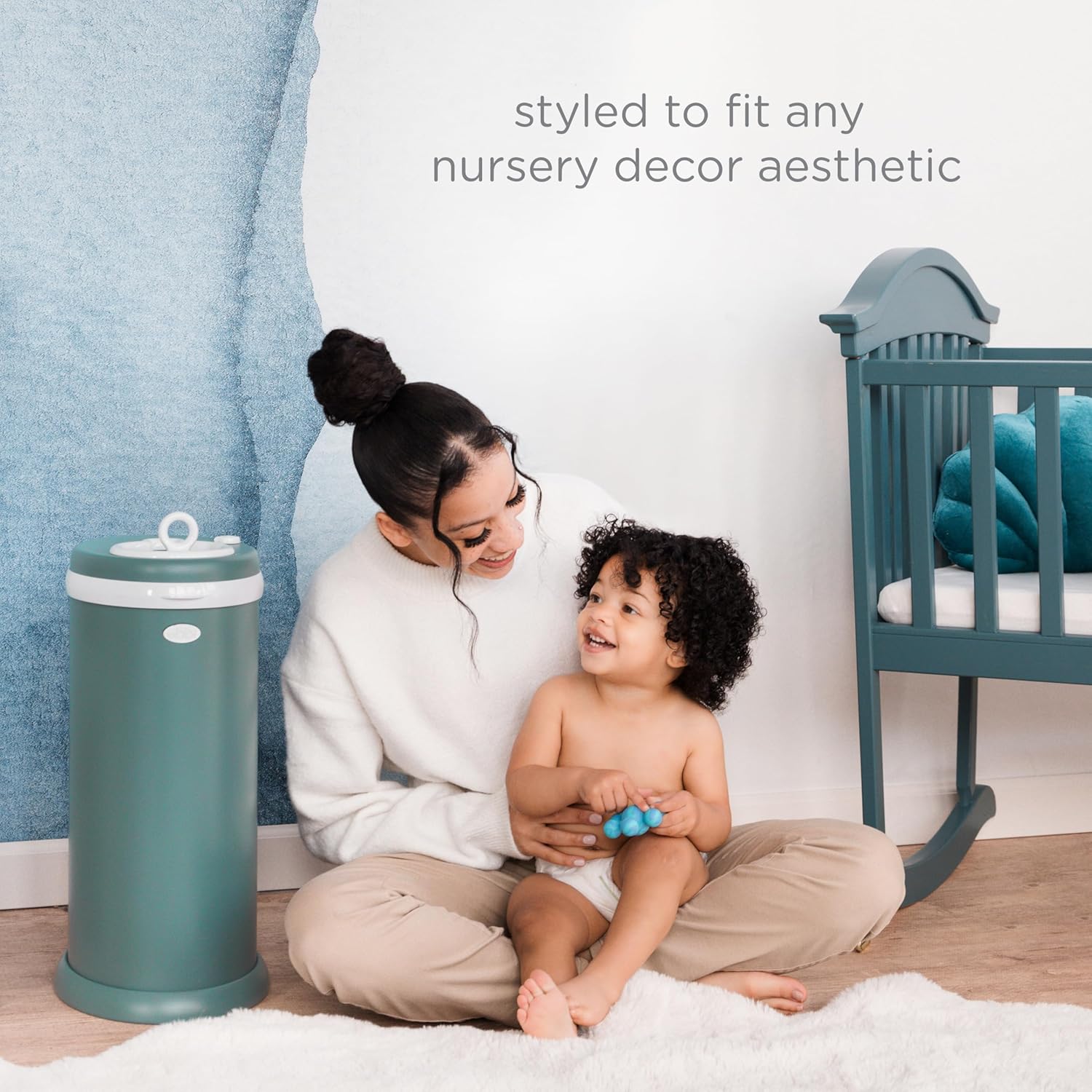 Ubbi Stainless Steel Diaper Pail - Odor Locking Design, No Special Bags Needed | Award-Winning Essential