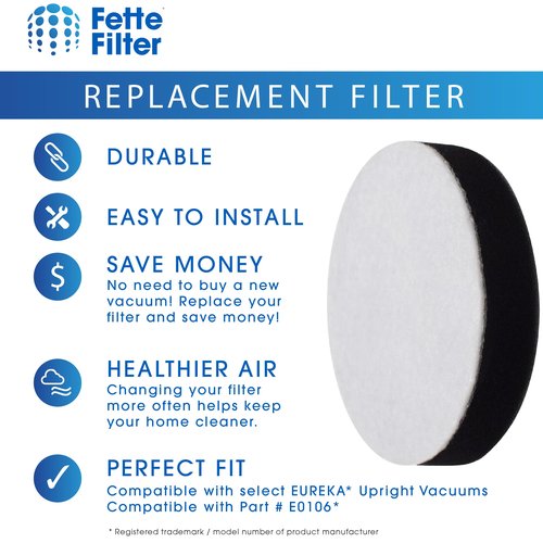Fette Filter - Vacuum Cleaner Filters Compatible with EUREKA NEU100 NEU102 NEU10AE2 NEU10AE4 NEU10AE5 BDLCE101 BDLCE101C Airspeed Upright Vacuum Cleaner. Compare to E0106 - Pack of 4