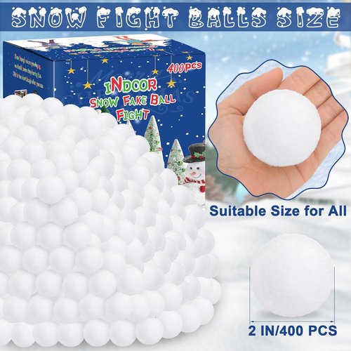 Homiar 400-Pack Plush Snow Balls for Kids | Soft Indoor & Outdoor Winter Play Toys
