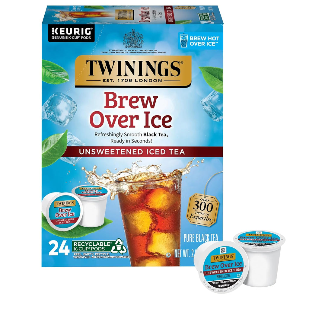 Twinings Brew Over Ice Unsweetened Black Iced Tea K-Cup Pods - Refreshing & Smooth, 24 Count