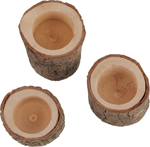 FUNSUEI Wooden Tea Light Candle Holders - Rustic Votive Log Holders for Table Decoration | 18 PCS in 3 Sizes