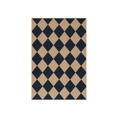 Lahome Colette Checkered Easy Jute Kitchen Rug, 2x3 Front Door Mat Non Slip Washable Neutral Area Rug, Farmhouse Diamond Non Shedding Low Pile Floor Carpet for Entryway Porch Doorway