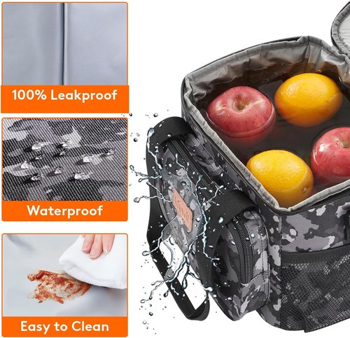 Lifewit Insulated Lunch Bag - Soft Cooler Tote for Adults | Black Camo, 12-Can Capacity (9L)