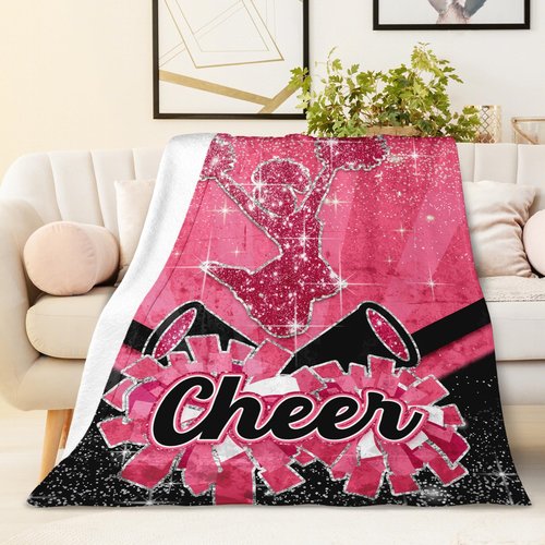 Girls Blanket, Cheerleading Throw Blankets for Kids Teens Adults Cheerleaders Team(40”x50”) Soft Cozy Pink Throw for Sofa Couch Bed Trip Car Home Decor