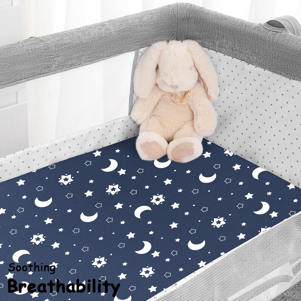 Yoofoss Bassinet Sheets - 3-Pack Fitted Set for Halo Bassinest & Baby Delight | Soft, Breathable Blue & Cloud Design