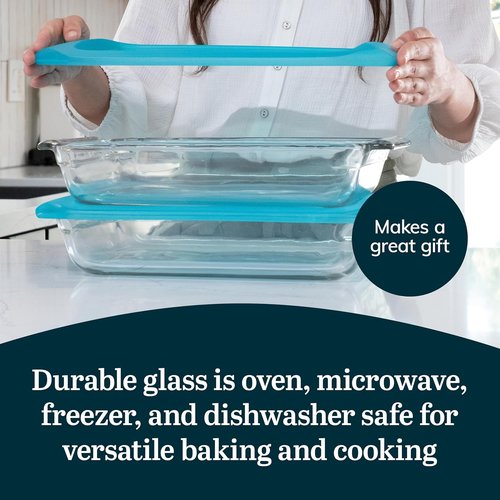 Libbey Premium 2-Piece Glass Baking Dish Set - Stackable Casserole Dishes with Lids for Lasagna, Cakes & More