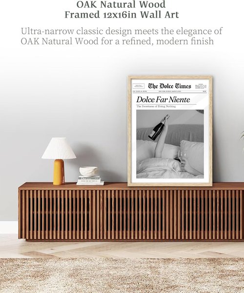 iHery Unframed Canvas Wall Art - Trendy New York Newspaper Print | La Dolce Vita, 12x16in