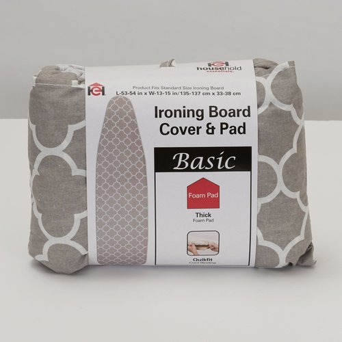Household Essentials 80098 Ironing Board Cover | 100% Cotton | Gray Trellis