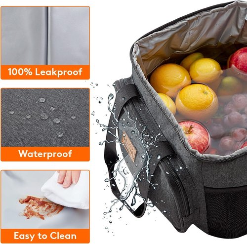 Lifewit Insulated Lunch Bag - Large Soft Cooler Tote for Adults | Dark Gray, 24-Can Capacity (15L)
