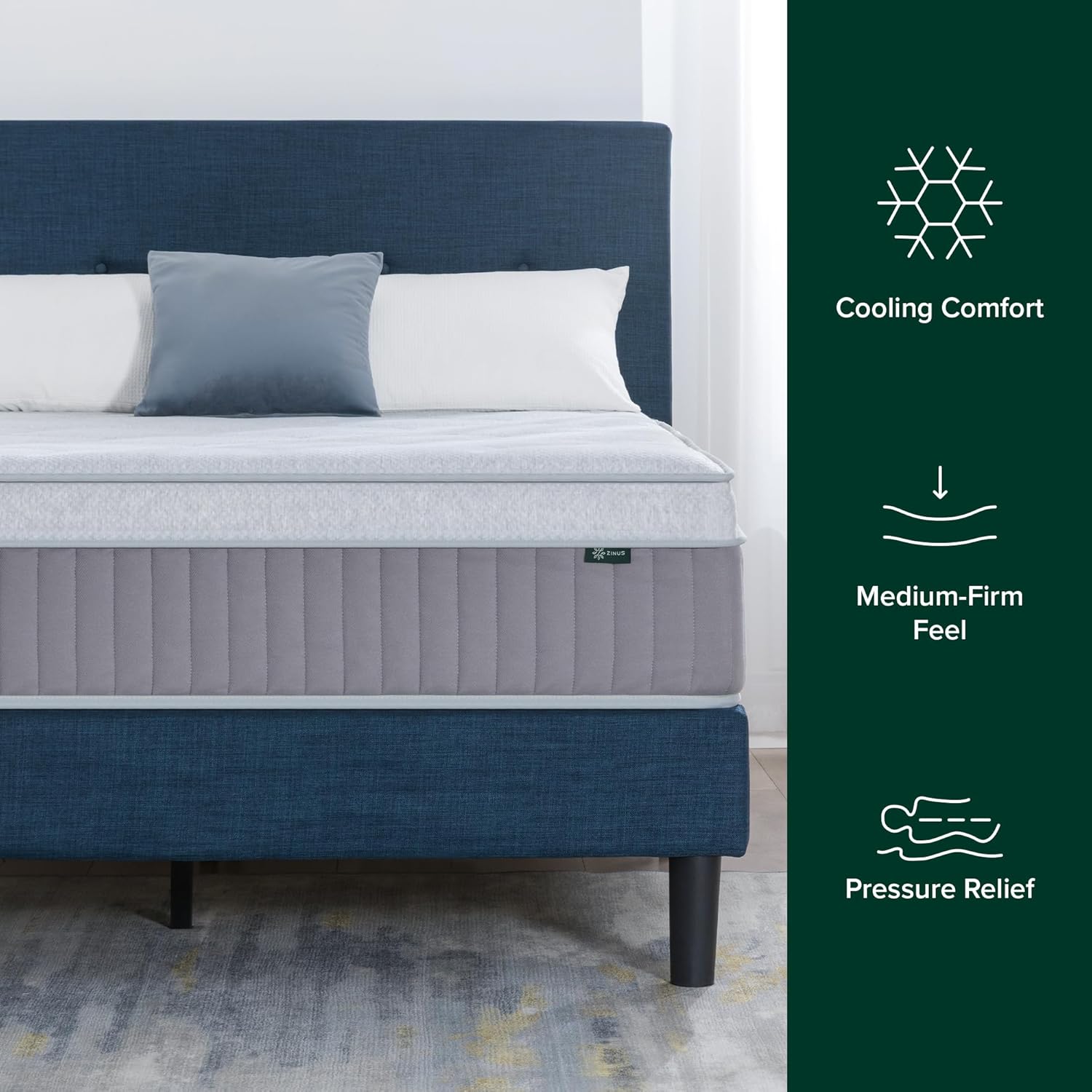 Zinus Cool Support Queen Hybrid Mattress - Cooling Gel Memory Foam & Heavy-Duty Coils for Soothing Pressure Relief