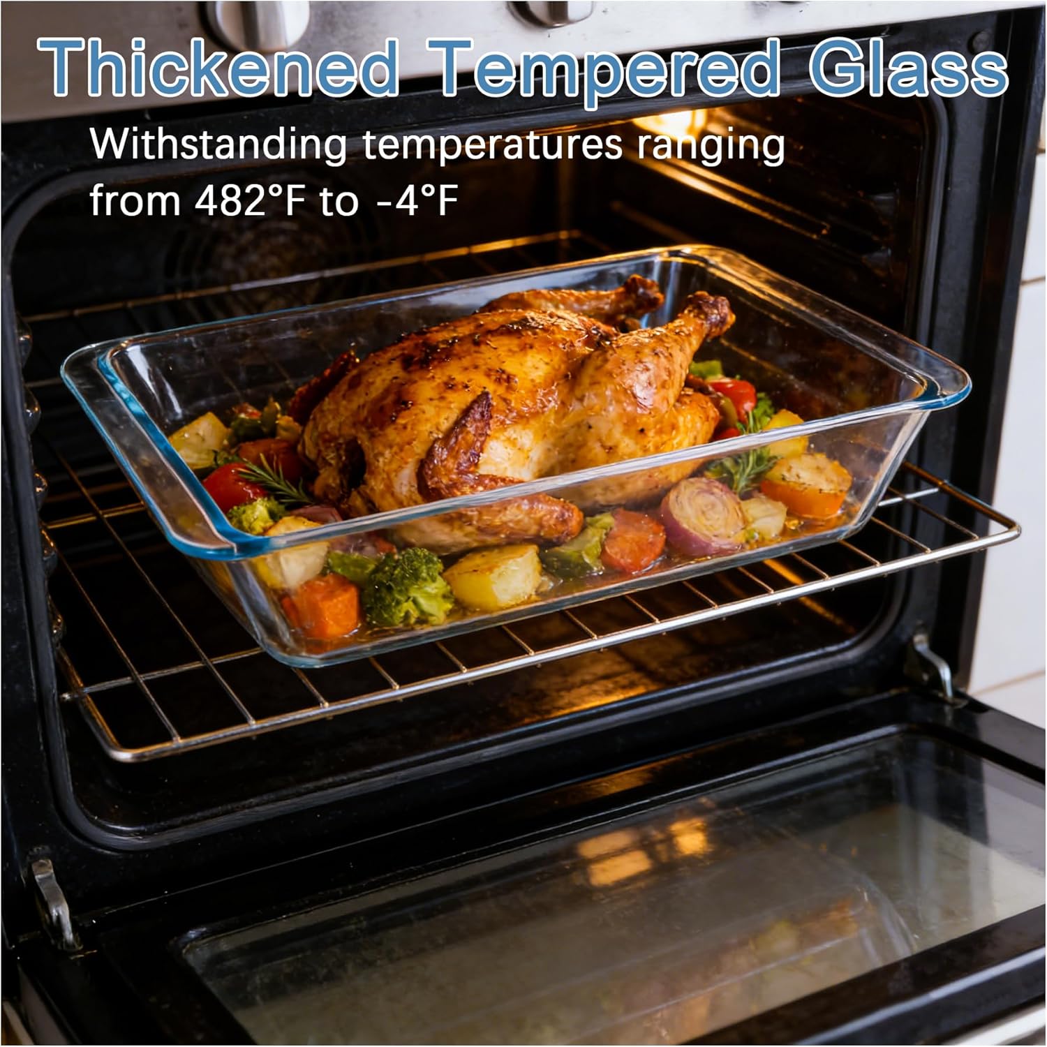 Skiennix 5.7qt Extra Large Glass Baking Dish - 9x13 Rectangular Tempered Oven & Microwave Safe