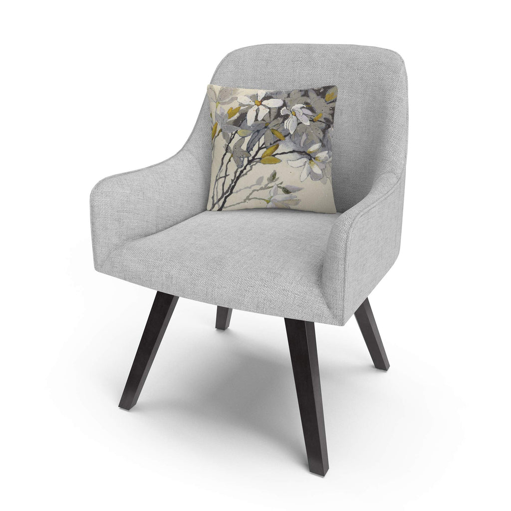 Trademark Fine Art Magnolias Yellow Gray by Shirley Novak, 16x16 Decorative Throw Pillow