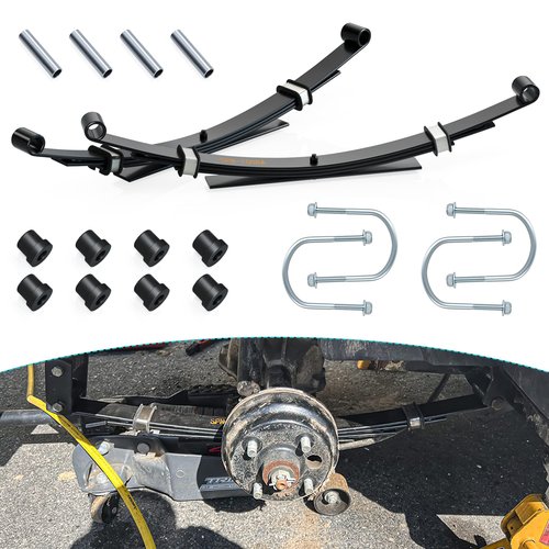 10L0L Golf Cart Heavy Duty 4-Leaf Rear Springs for Club Car DS 1982-up Gas & Electric - Club Car DS Rear Leaf Spring Kit with Bushings Sleeves U Bolt 1014675