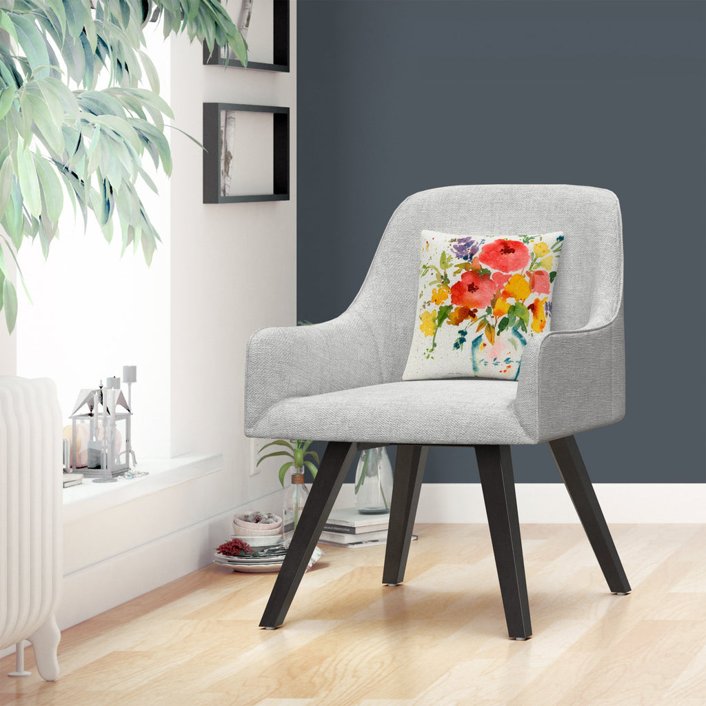 Trademark Fine Art SG091-PIL1616 Sheila Golden 'White Vase with Bright Flowers' Decorative Throw Pillow, 16" x 16", Multicolor