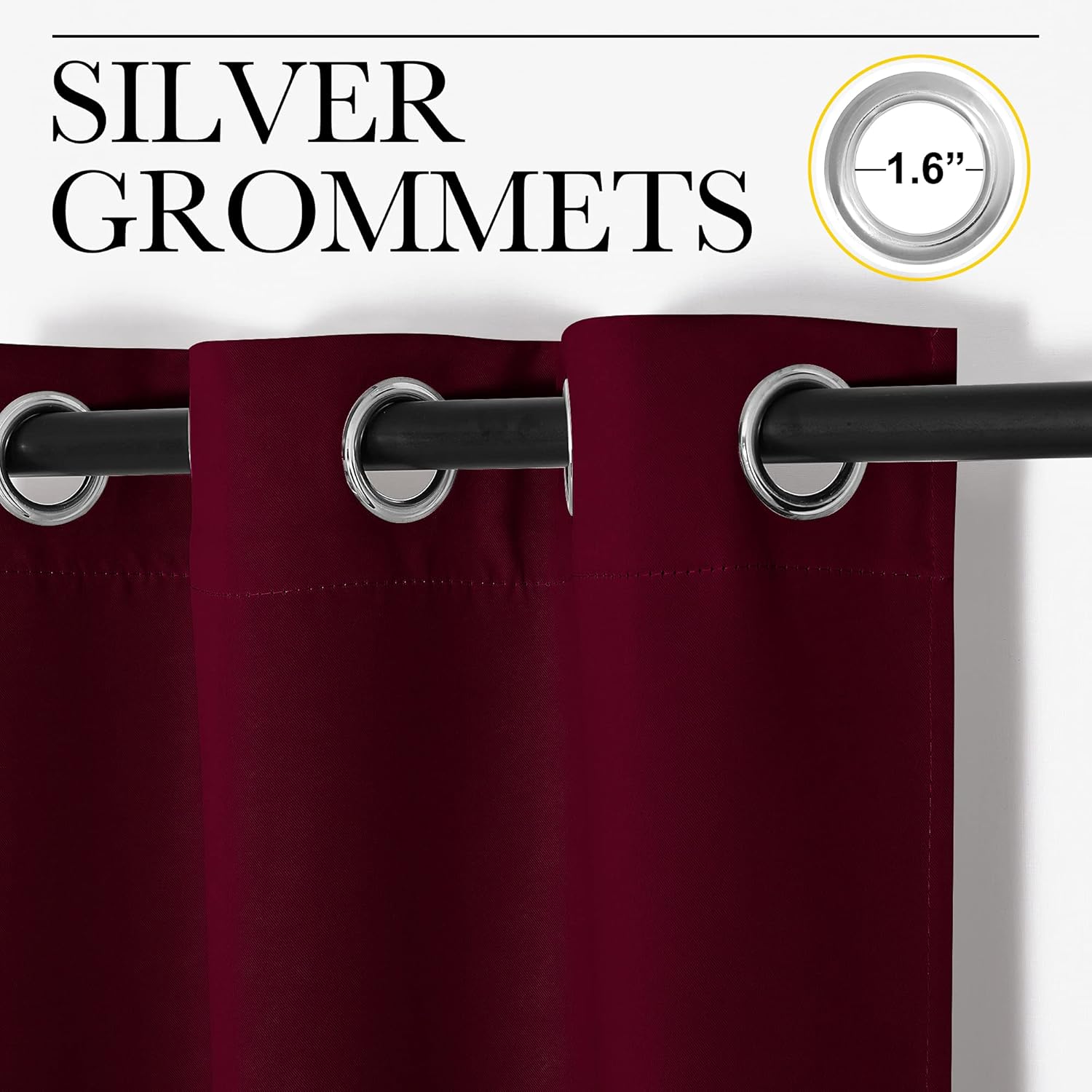 NICETOWN Blackout Curtains - Energy-Efficient Room Darkening Drapes | Wine Red, 2 Panels (W42 x L63)
