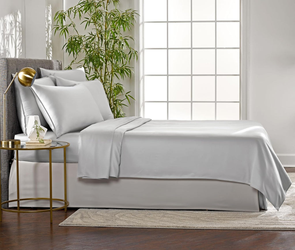 Pure Bamboo Twin Sheets - Luxuriously Soft 100% Organic Viscose Bed Sheet Set | Silver Pearl Color