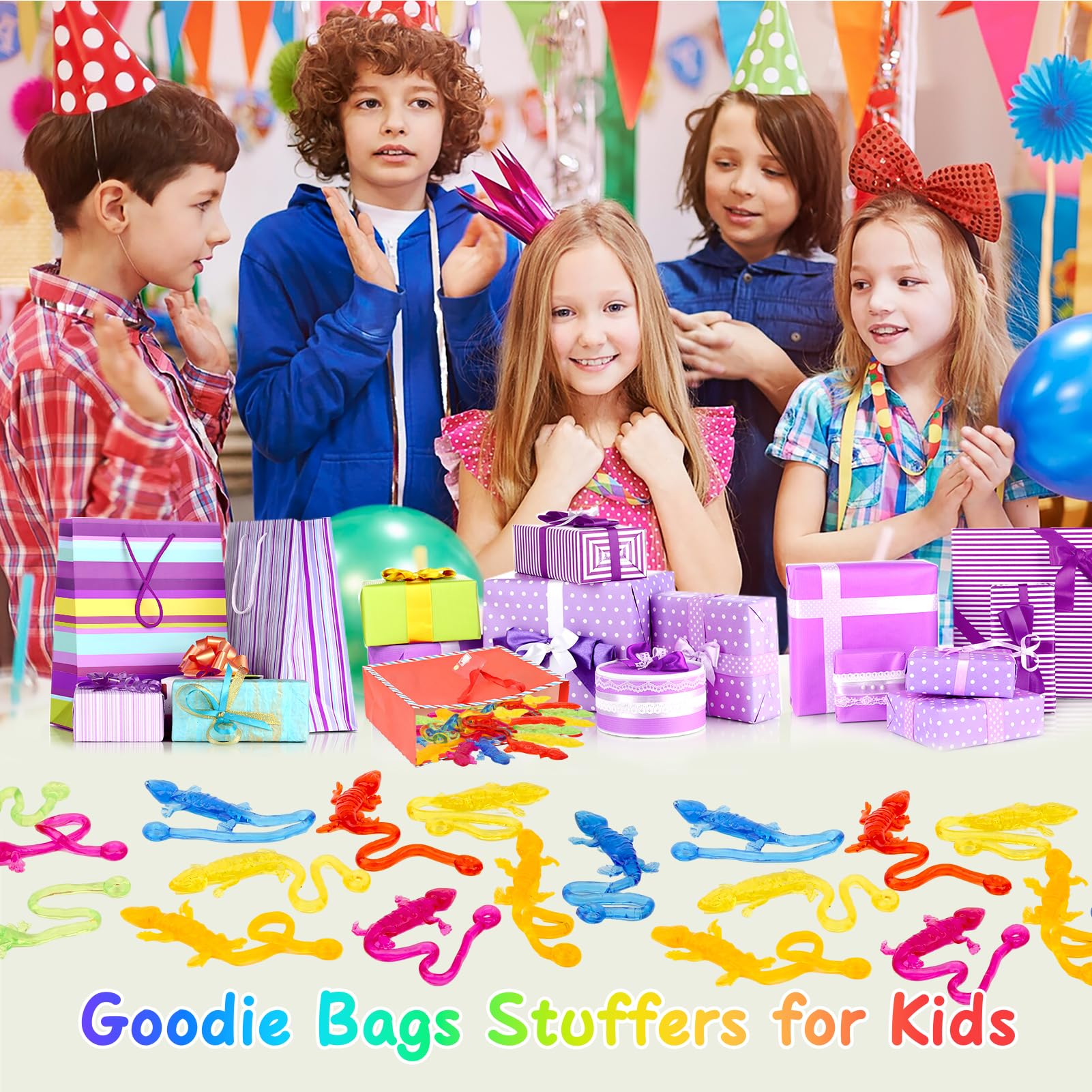 DODOLOL 30 PCS Sticky Gecko Sticky Hands Bulk Sticky Toys for Kids Lizard-Shaped Geckos, Stretchable & Party Favors, Pinata Fillers, Treasure Box Prizes for Classrooms End of Year Student Gifts